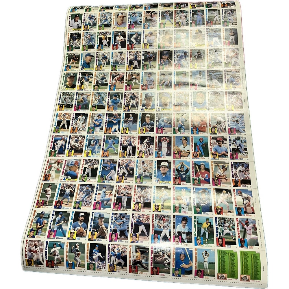 1984 Topps Nestle Baseball Uncut Sheet 132 Cards Smith Carew Murphy Brett HOF